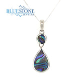 Sterling Silver Rhodium Plated Pendant Featuring One Round and One Tea